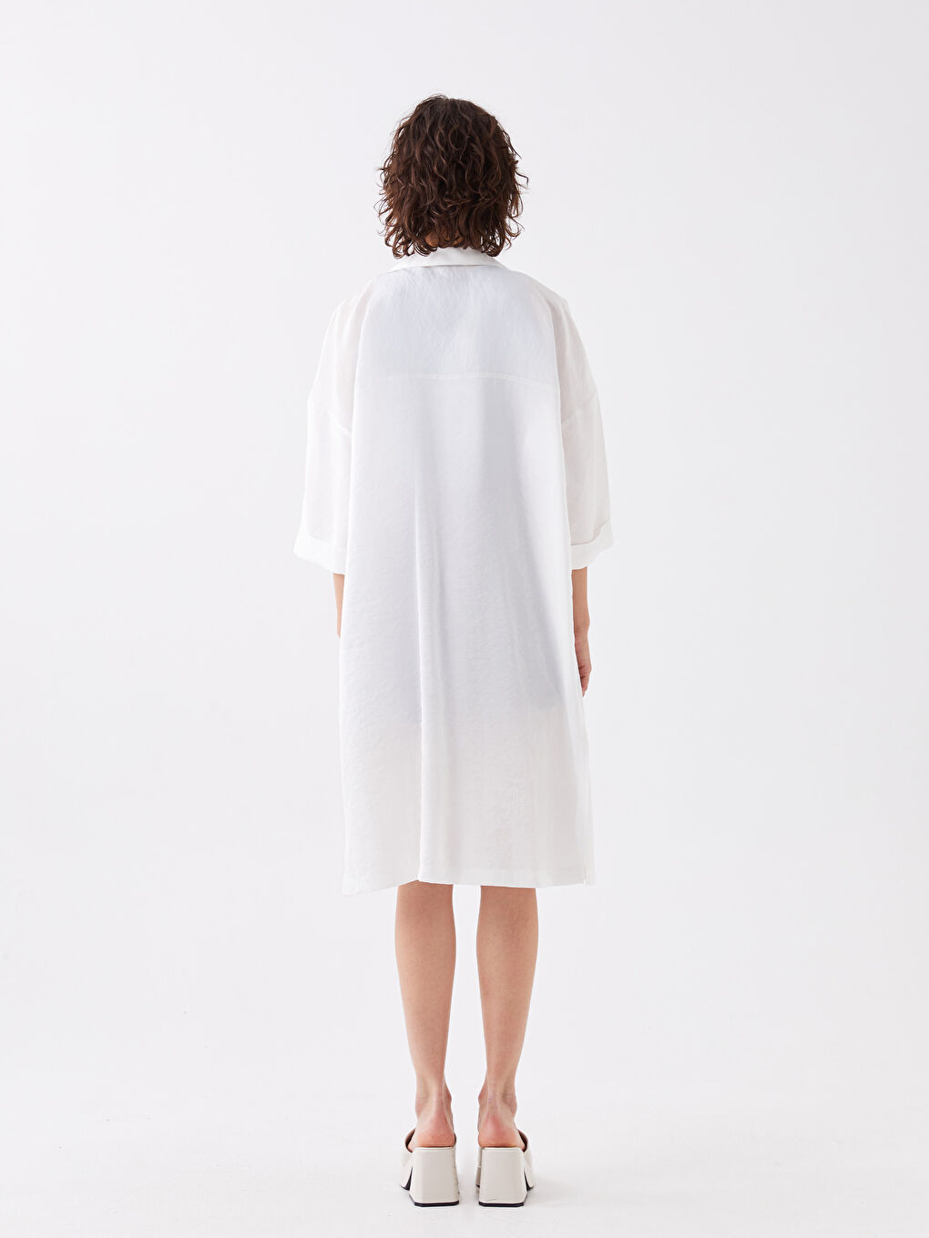 Shirt Collar Straight Short Sleeve Oversize Women's Tunic-4