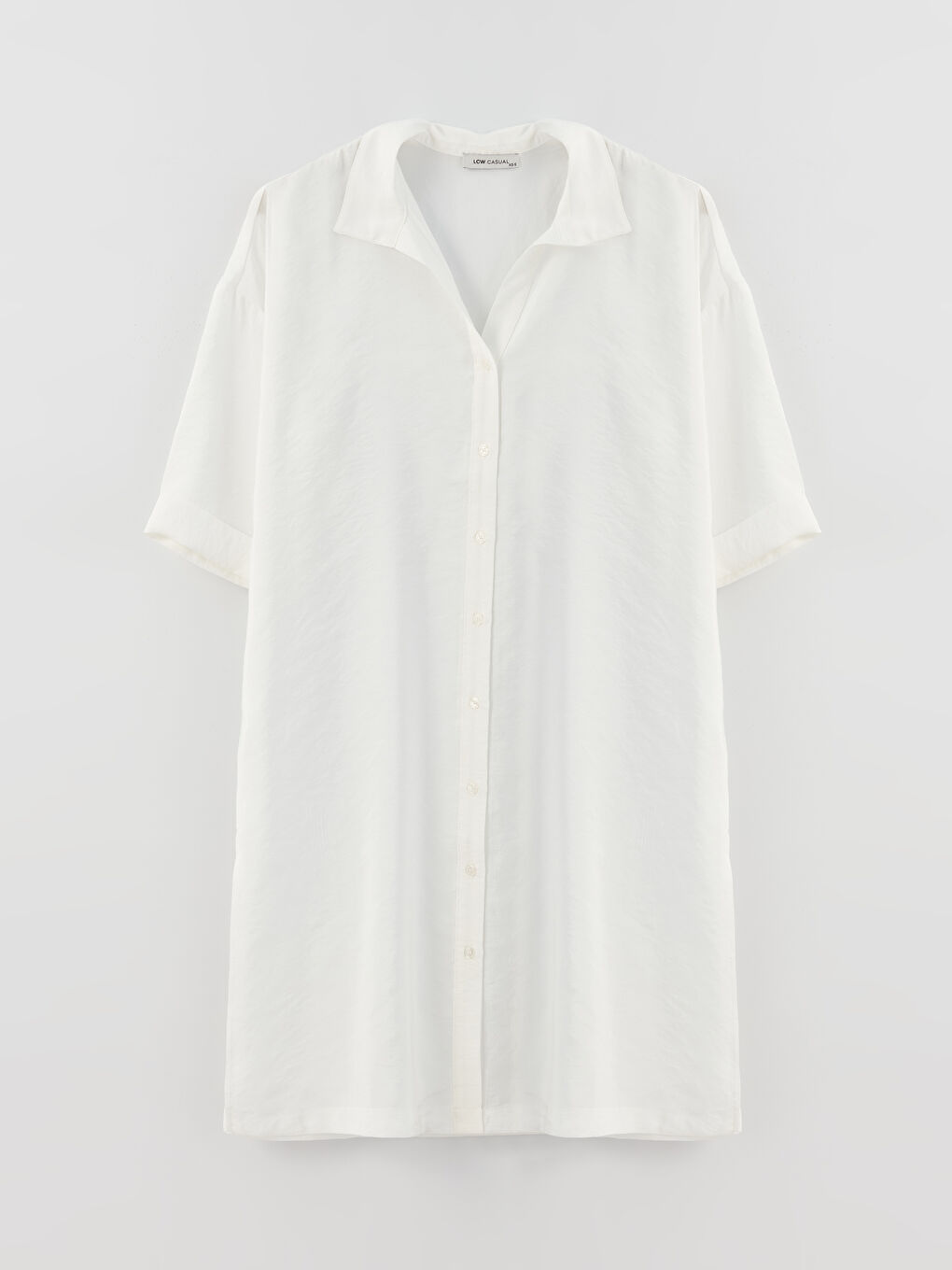 Shirt Collar Straight Short Sleeve Oversize Women's Tunic-5
