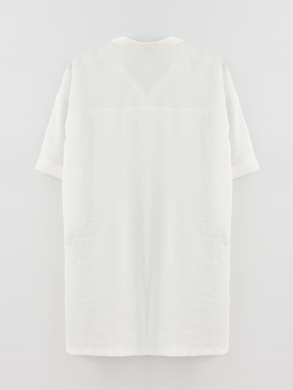 Shirt Collar Straight Short Sleeve Oversize Women's Tunic-6