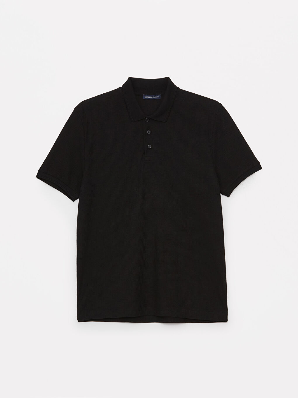 Siyah Polo Yaka Kısa Kollu Pike Erkek Tişört-5