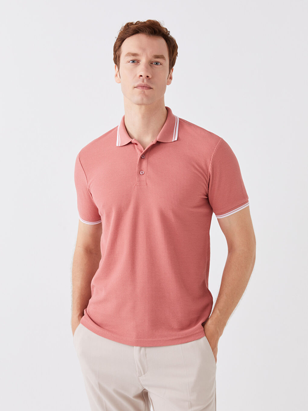 Polo Neck Short Sleeve Pique Men's T-Shirt