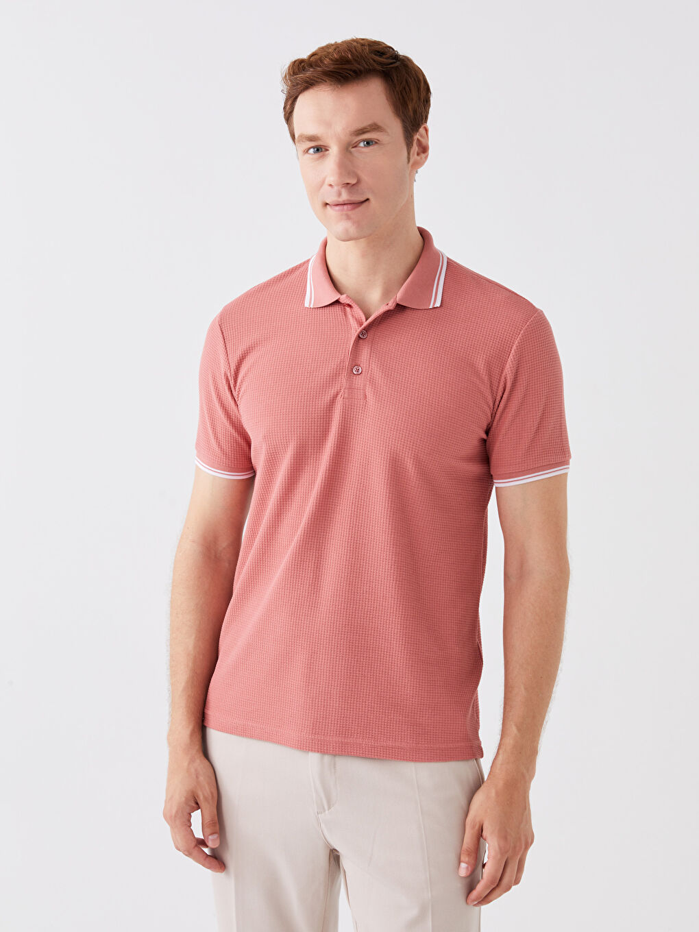 Polo Neck Short Sleeve Pique Men's T-Shirt-1