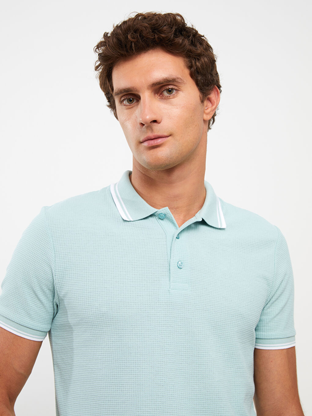 Yeşil Polo Yaka Kısa Kollu Pike Erkek Tişört-2