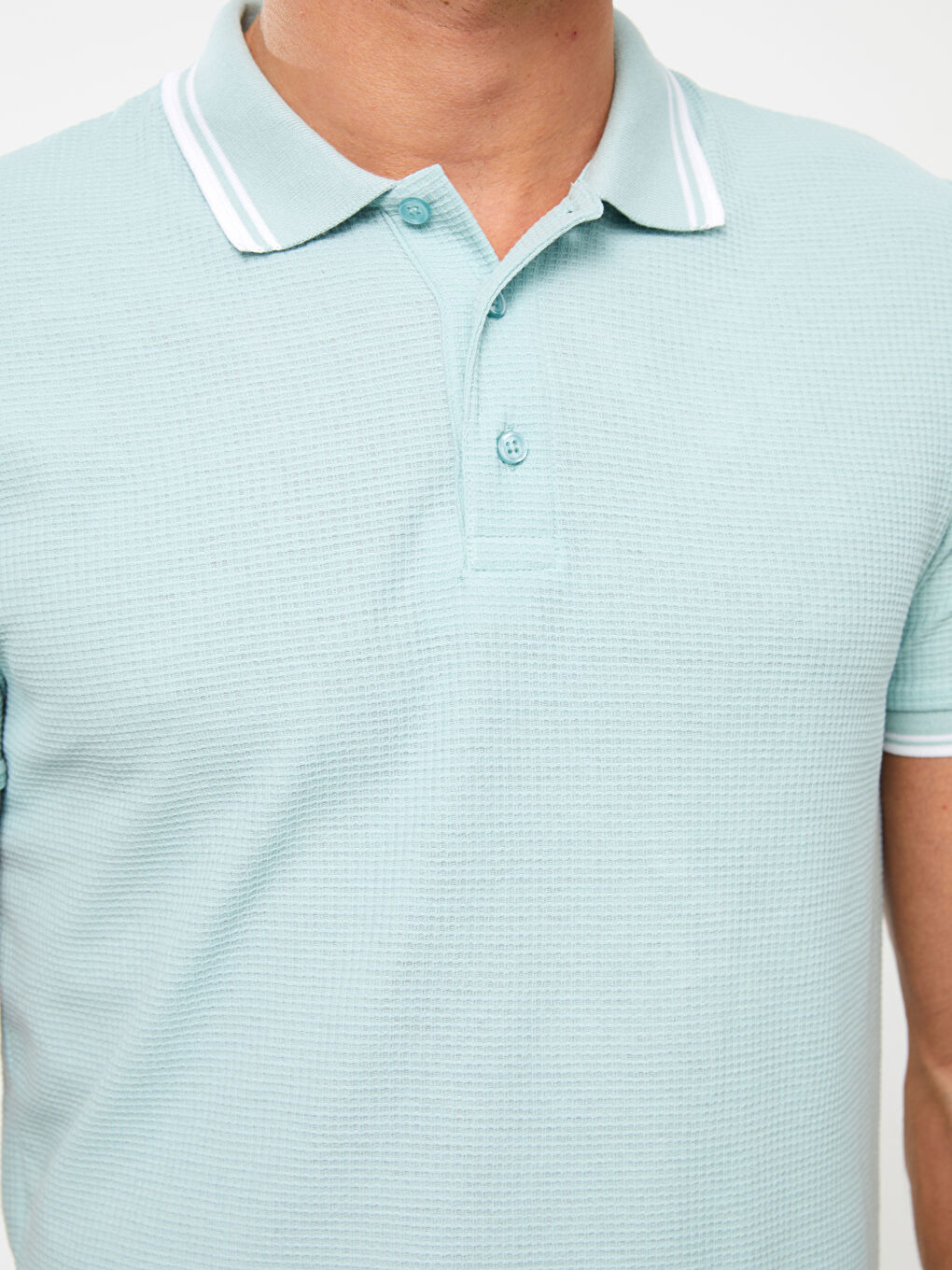 Yeşil Polo Yaka Kısa Kollu Pike Erkek Tişört-3