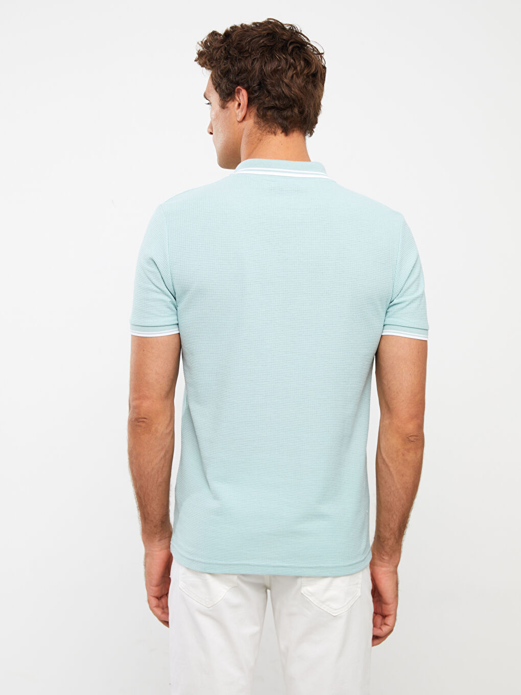 Yeşil Polo Yaka Kısa Kollu Pike Erkek Tişört-4