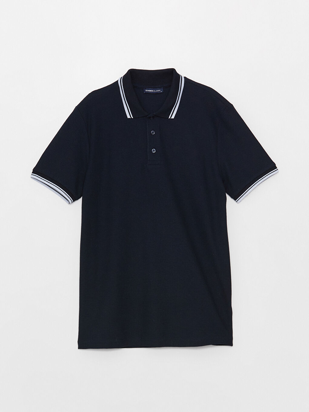 Lacivert Polo Yaka Kısa Kollu Pike Erkek Tişört-5