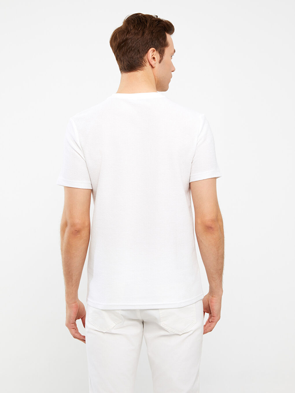 تيشيرت بيكيه كم قصير ياقة دائرية للرجال-4