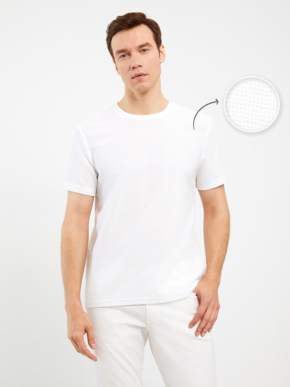 تيشيرت بيكيه كم قصير ياقة دائرية للرجال