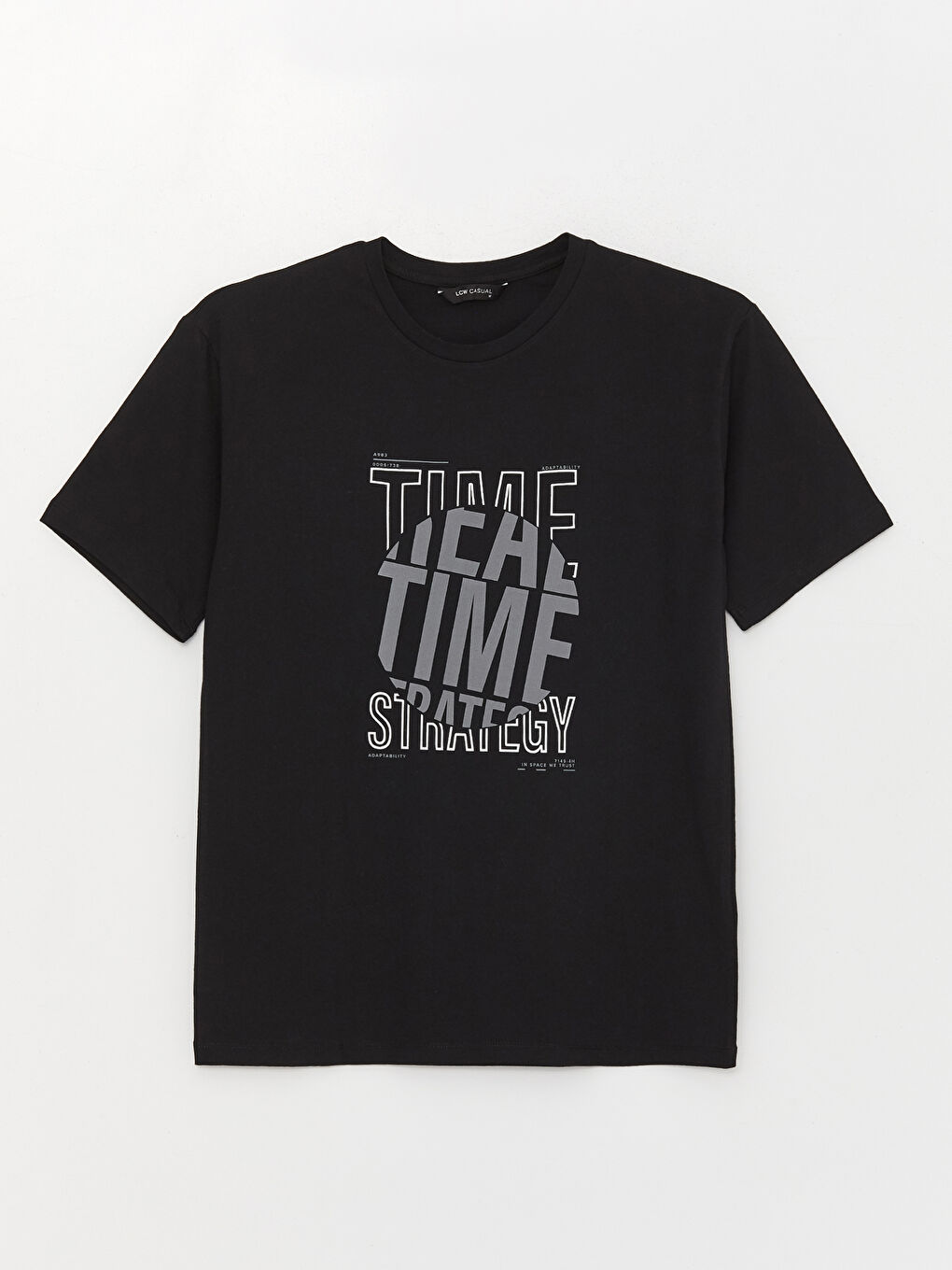 Siyah Bisiklet Yaka Kısa Kollu Baskılı Penye Erkek Tişört-5