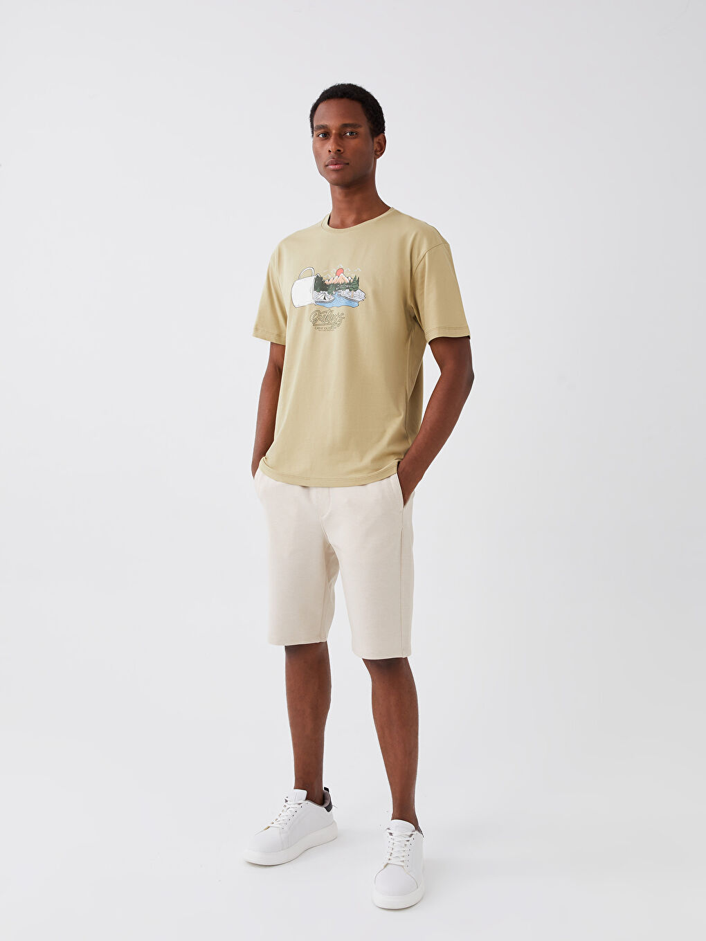 Crew Neck Short Sleeve Printed Combed Cotton Men's T-shirt-2