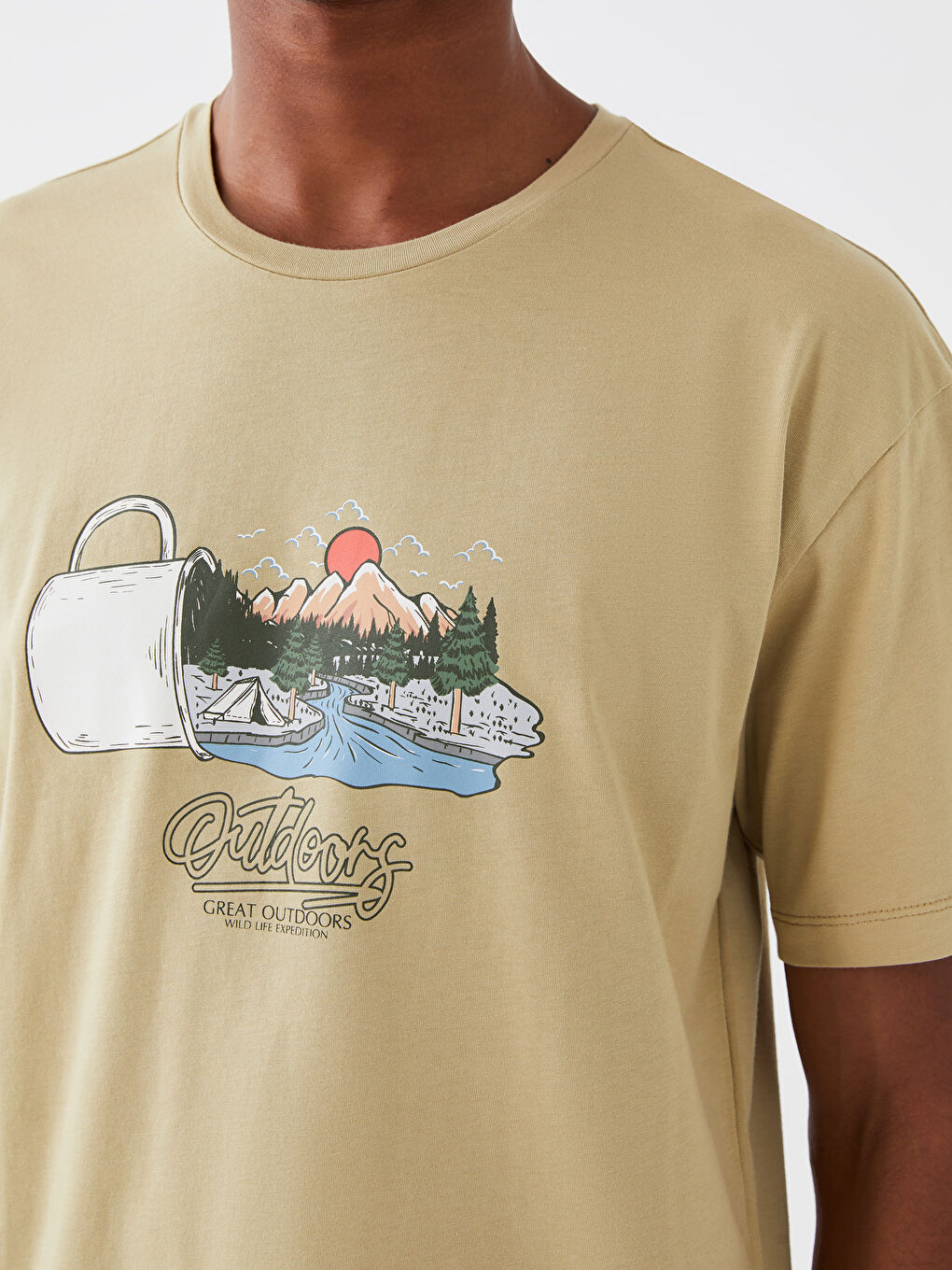 Crew Neck Short Sleeve Printed Combed Cotton Men's T-shirt-3