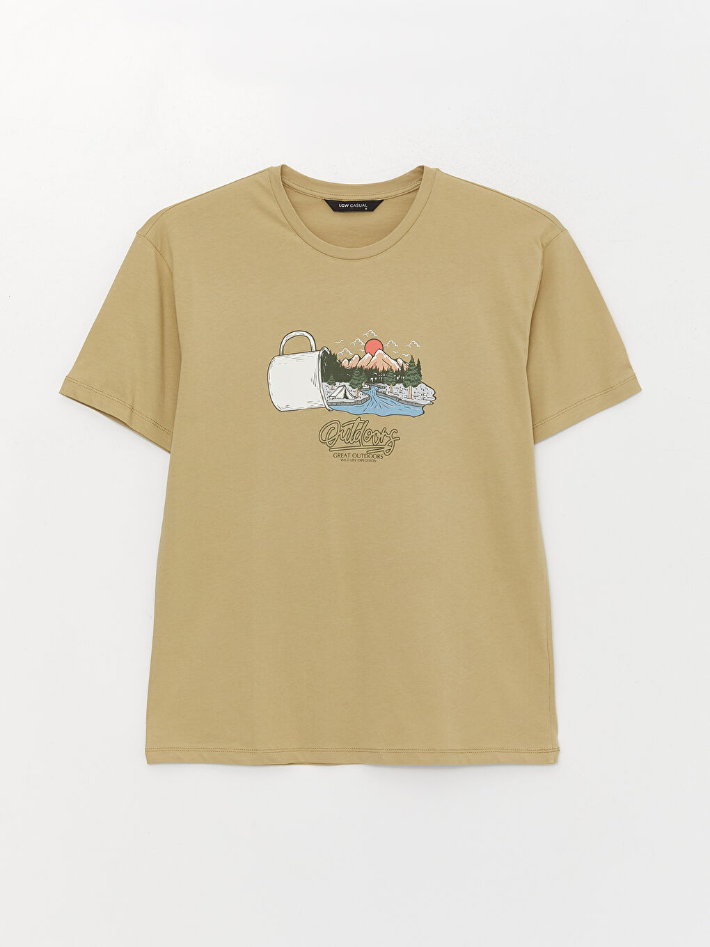 Crew Neck Short Sleeve Printed Combed Cotton Men's T-shirt-5