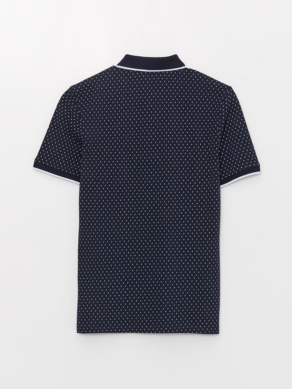 Lacivert Polo Yaka Kısa Kollu Desenli Erkek Tişört-6