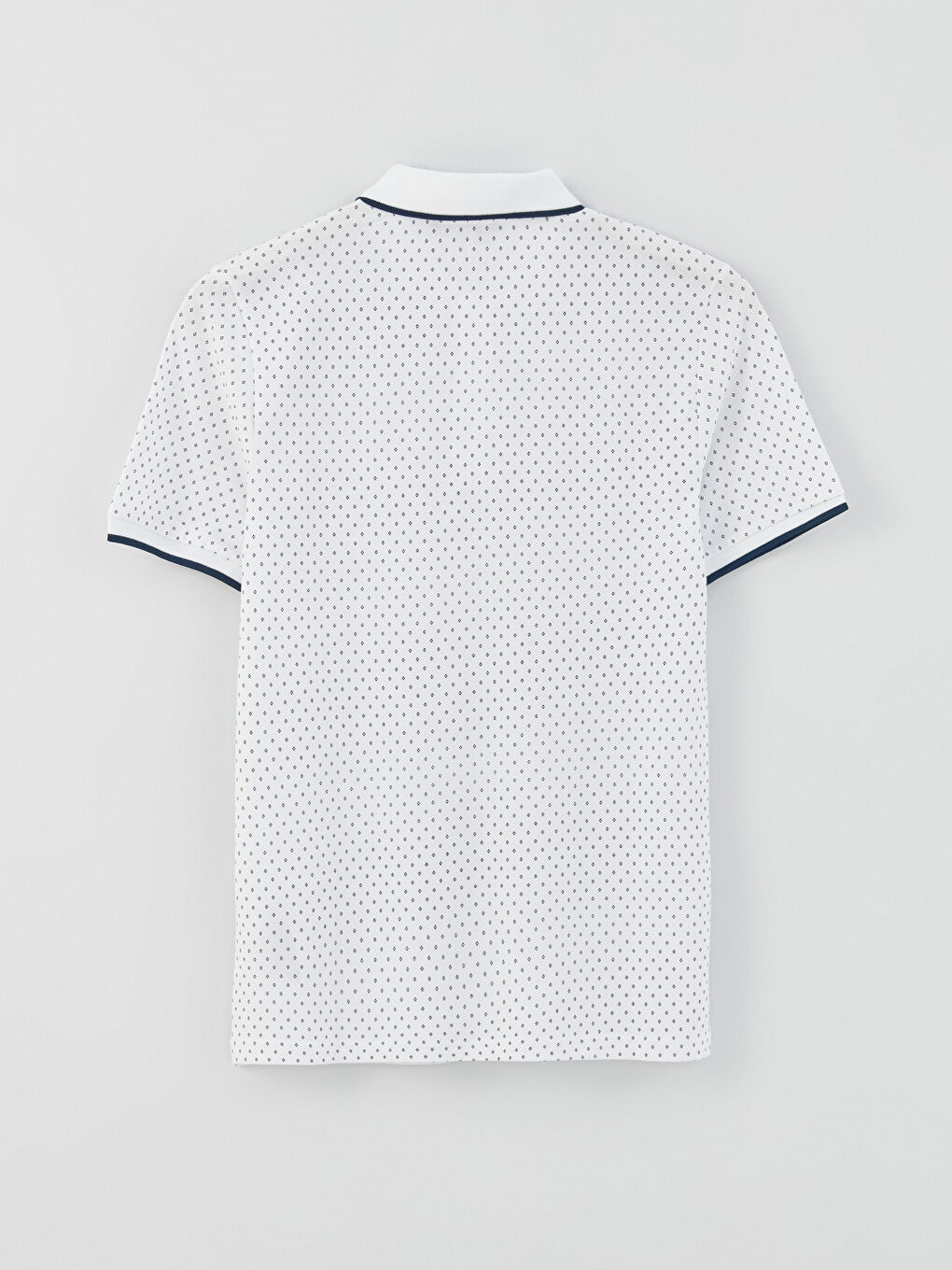 Beyaz Polo Yaka Kısa Kollu Desenli Erkek Tişört-6