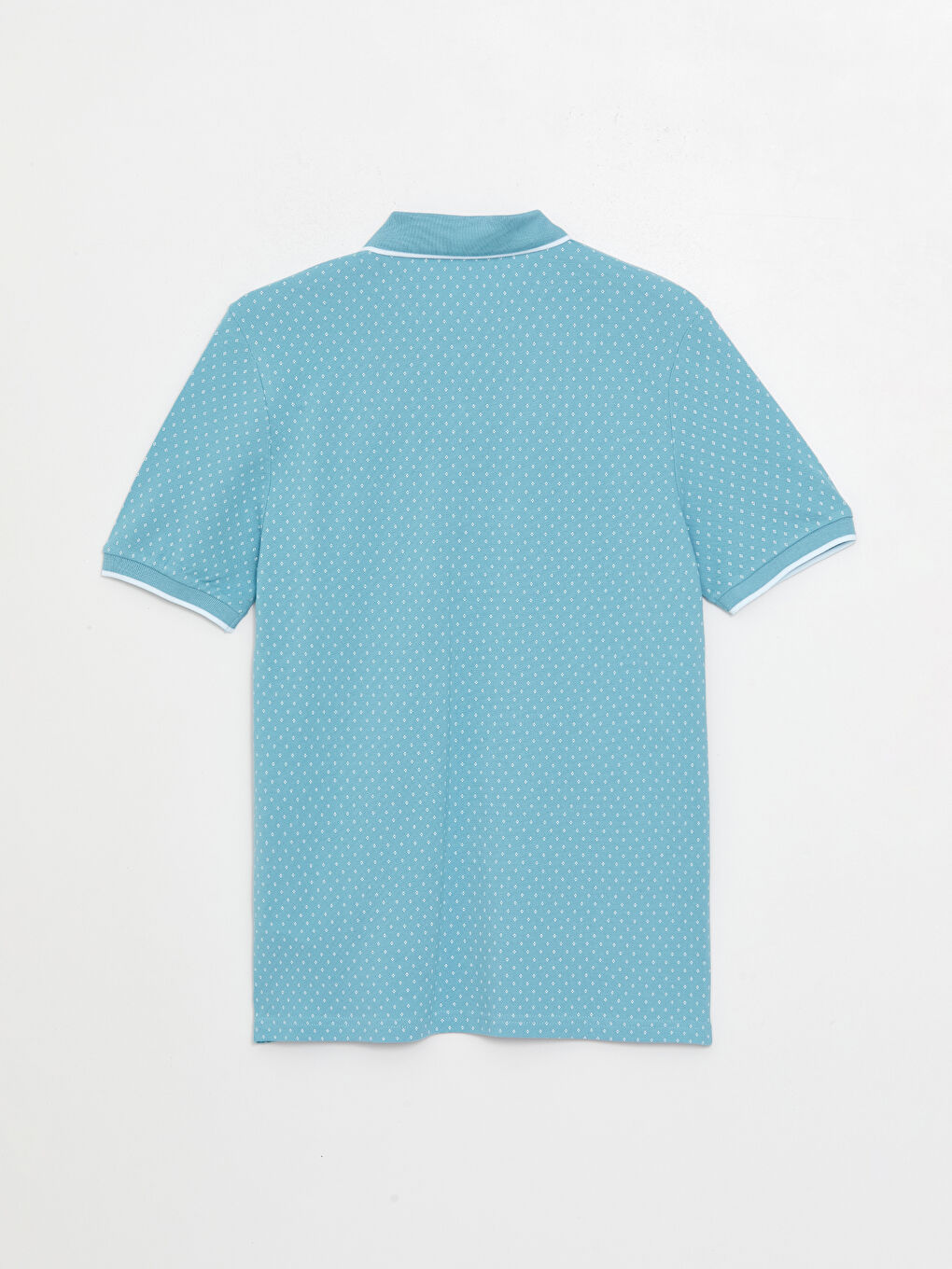 Mavi Polo Yaka Kısa Kollu Desenli Erkek Tişört-6