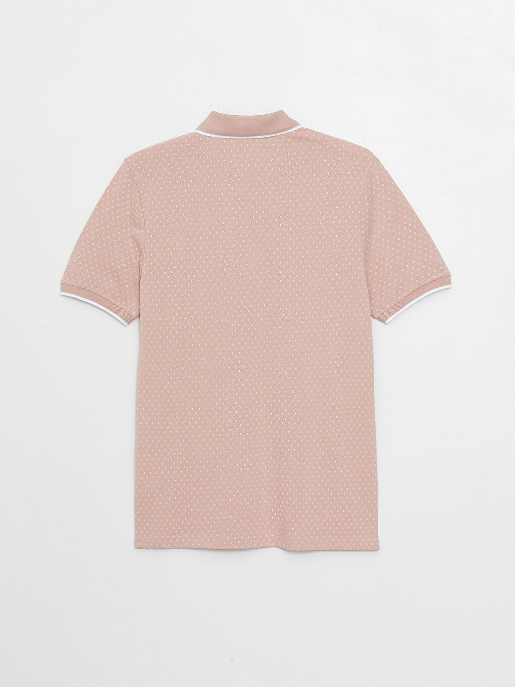 Pembe Polo Yaka Kısa Kollu Desenli Erkek Tişört-6