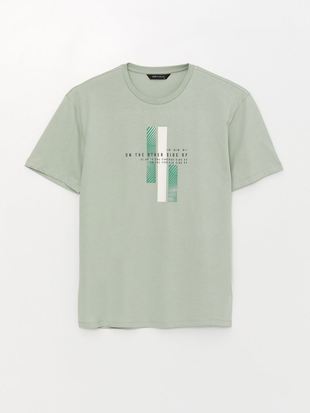 Yeşil Bisiklet Yaka Kısa Kollu Baskılı Penye Erkek Tişört-5