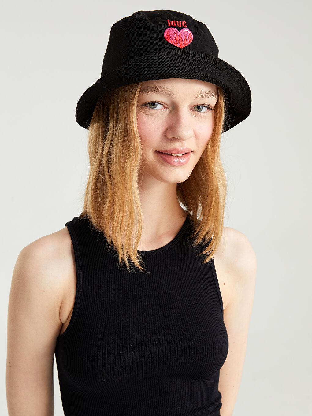 Text Embroidered Women's Bucket Hat