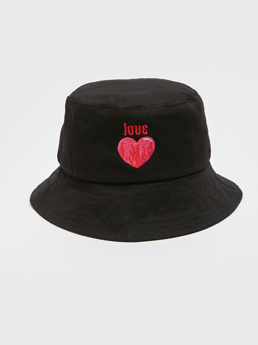 Text Embroidered Women's Bucket Hat-3