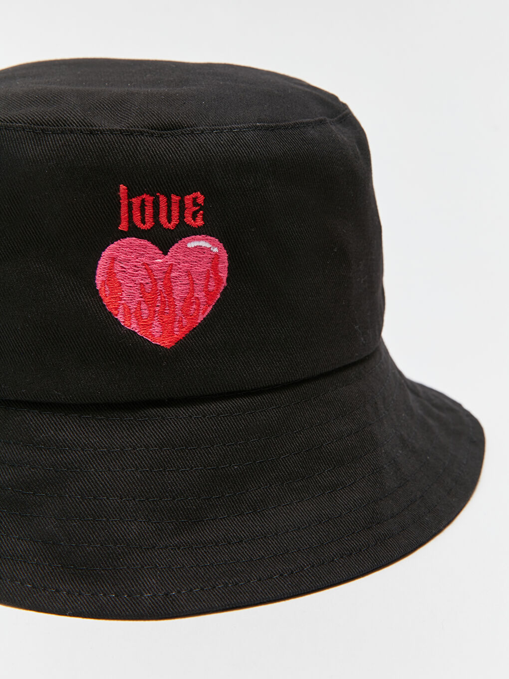 Text Embroidered Women's Bucket Hat-4