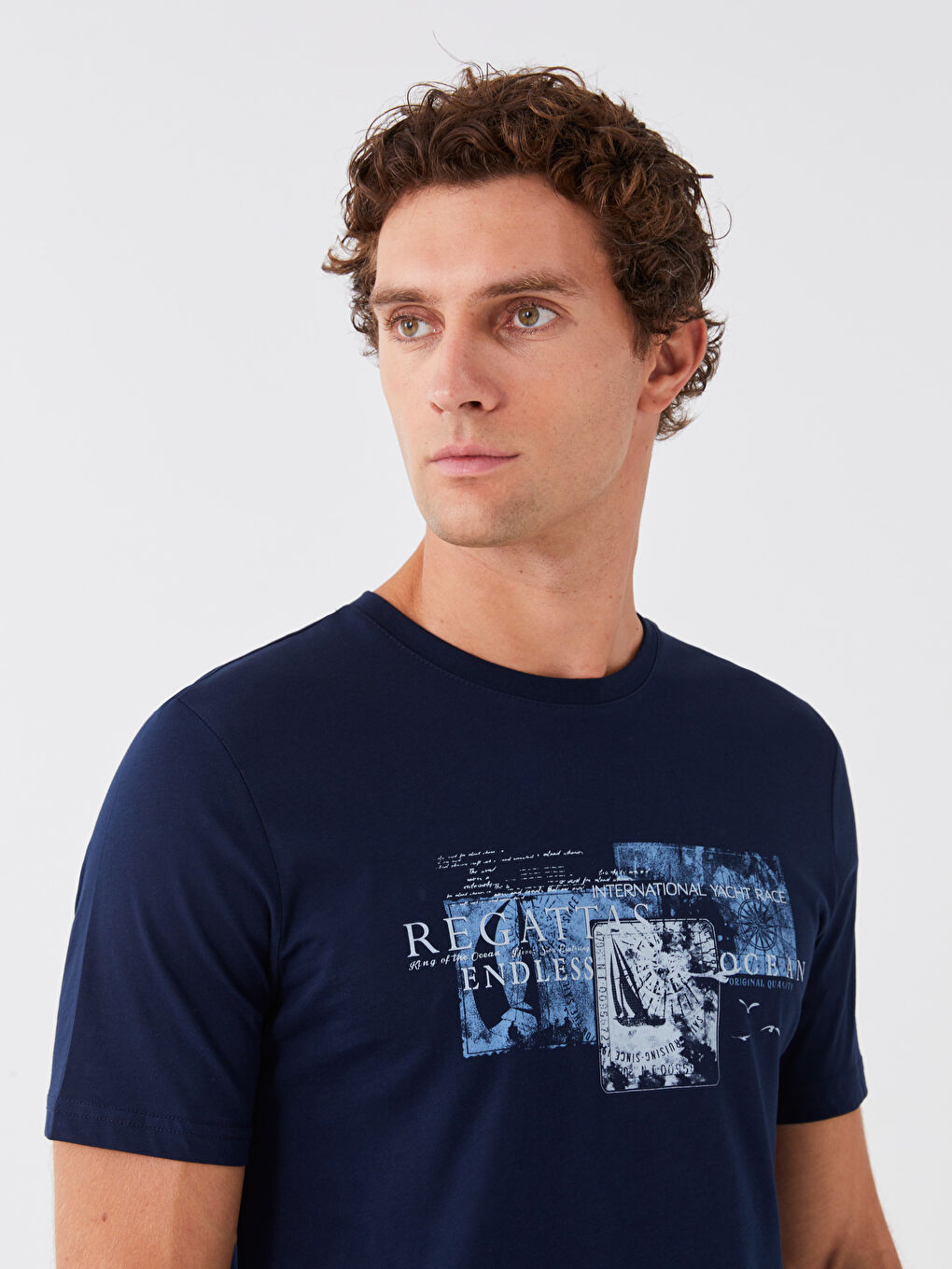 Crew Neck Short Sleeve Printed Combed Cotton Men's T-shirt