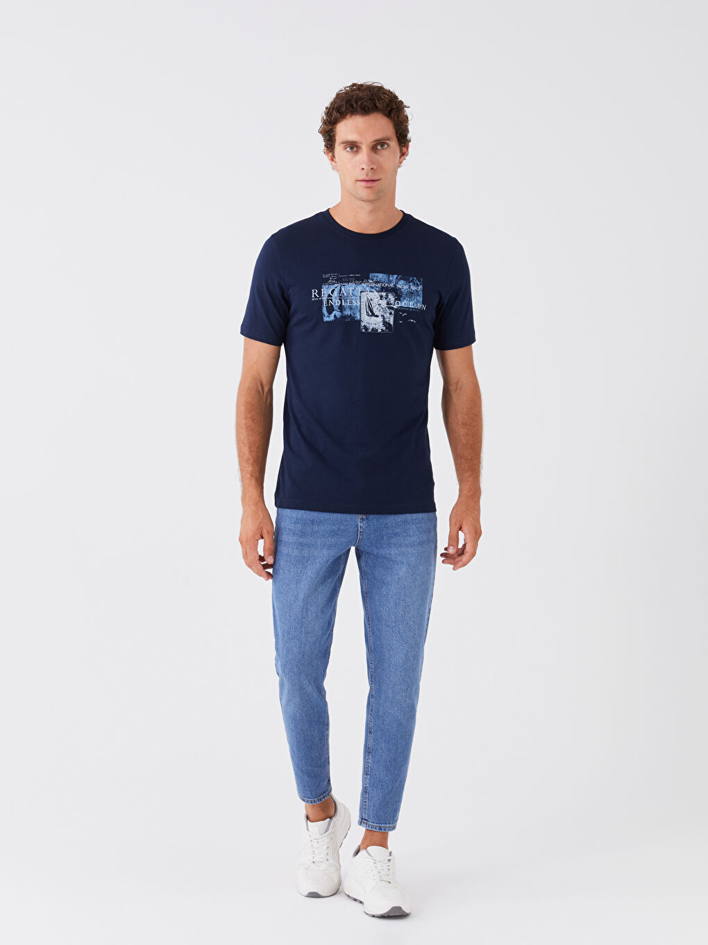 Crew Neck Short Sleeve Printed Combed Cotton Men's T-shirt-2