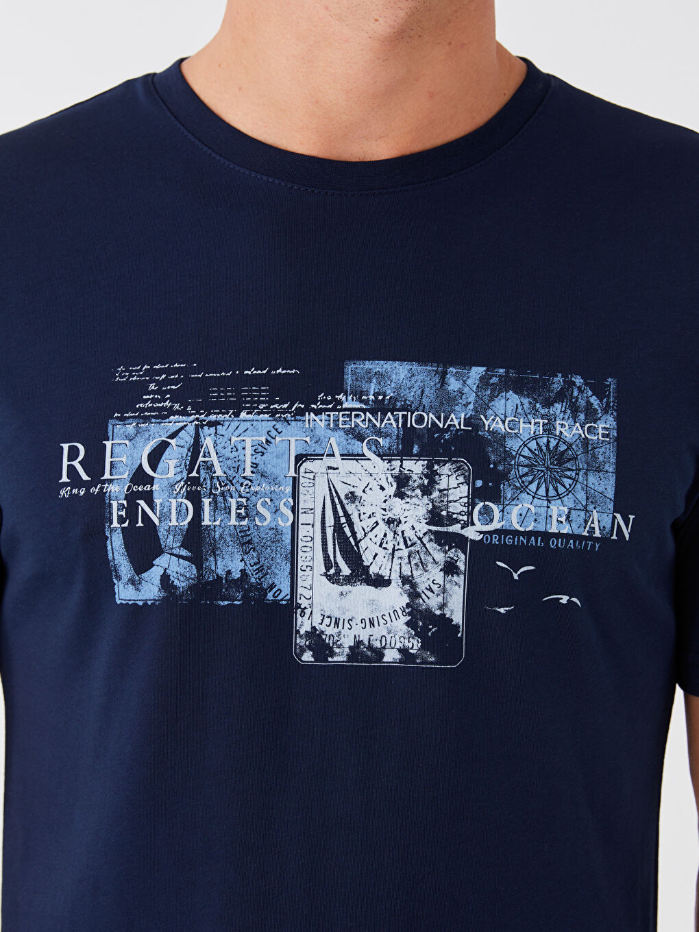 Crew Neck Short Sleeve Printed Combed Cotton Men's T-shirt-3