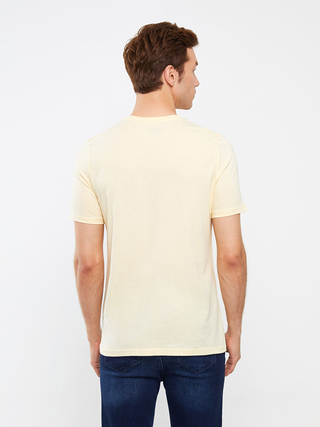 Sarı Bisiklet Yaka Kısa Kollu Baskılı Penye Erkek Tişört-4