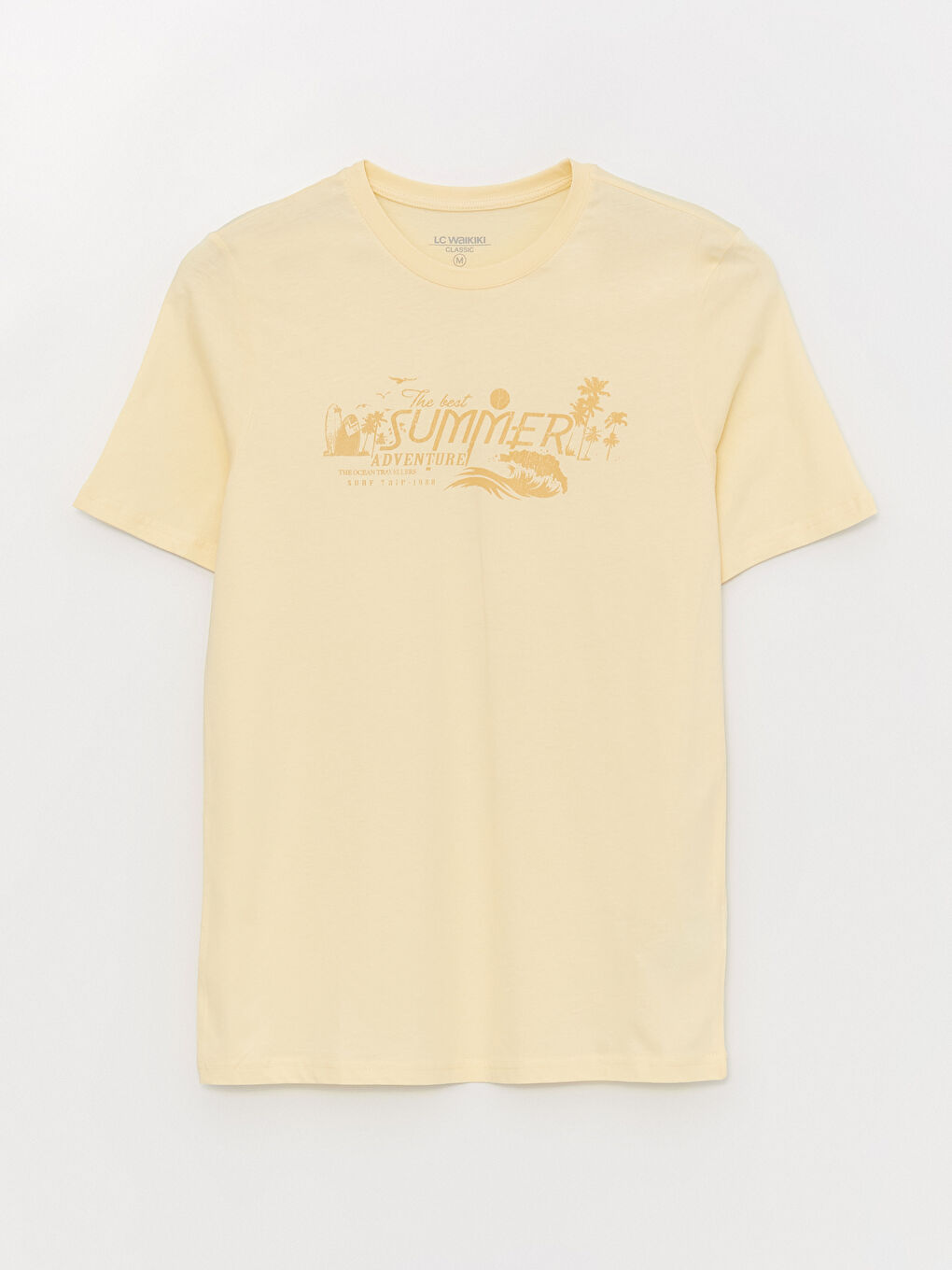 Sarı Bisiklet Yaka Kısa Kollu Baskılı Penye Erkek Tişört-5