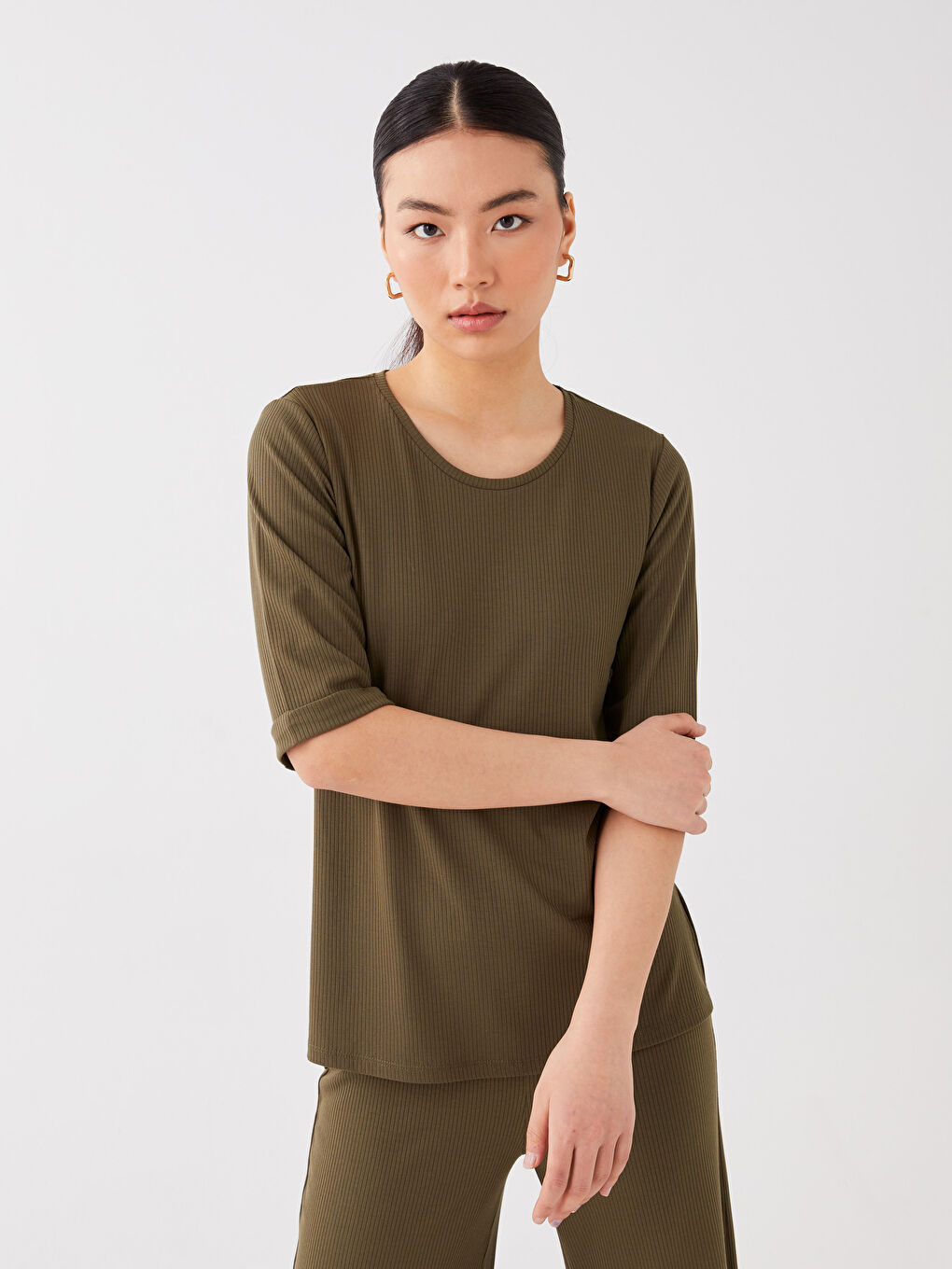 Crew Neck Plain Short Sleeve Women's T-Shirt