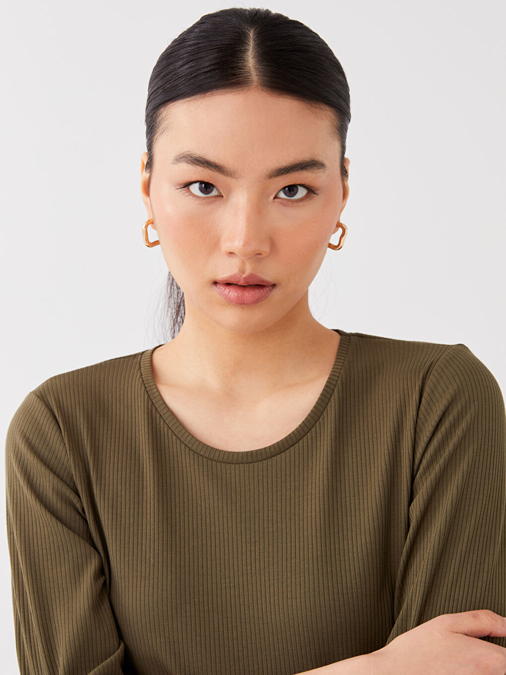 Crew Neck Plain Short Sleeve Women's T-Shirt-2