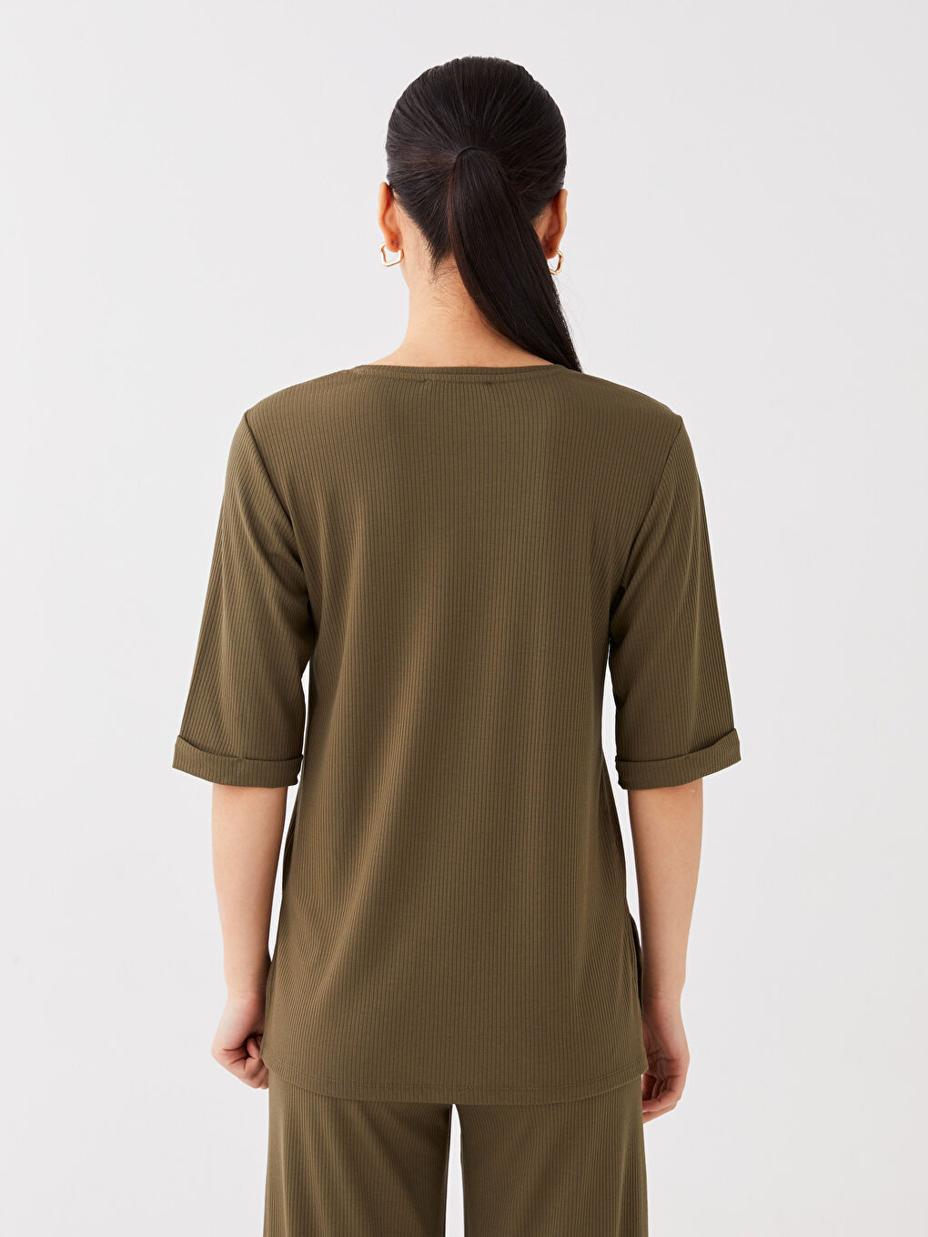 Crew Neck Plain Short Sleeve Women's T-Shirt-4