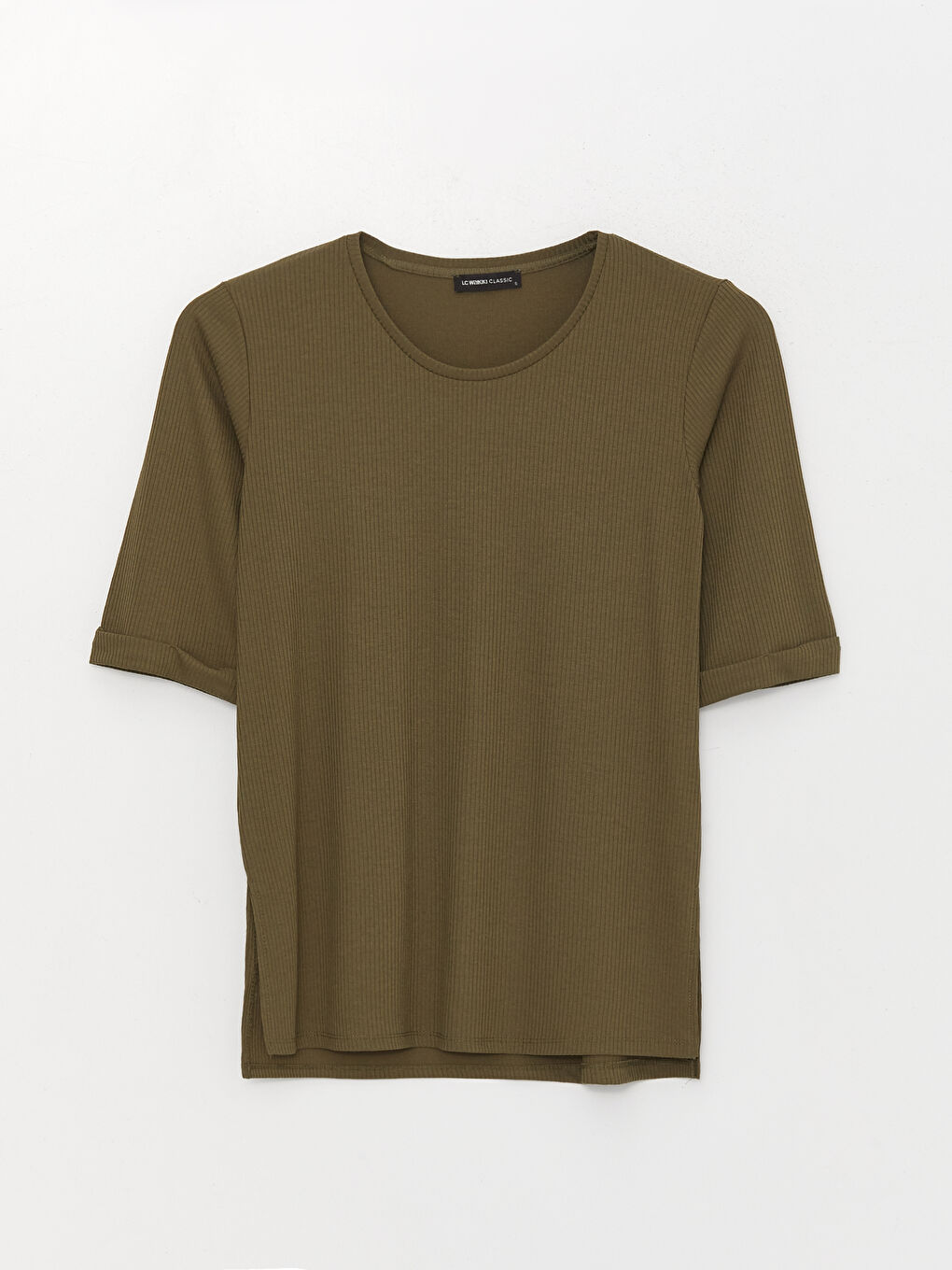 Crew Neck Plain Short Sleeve Women's T-Shirt-5