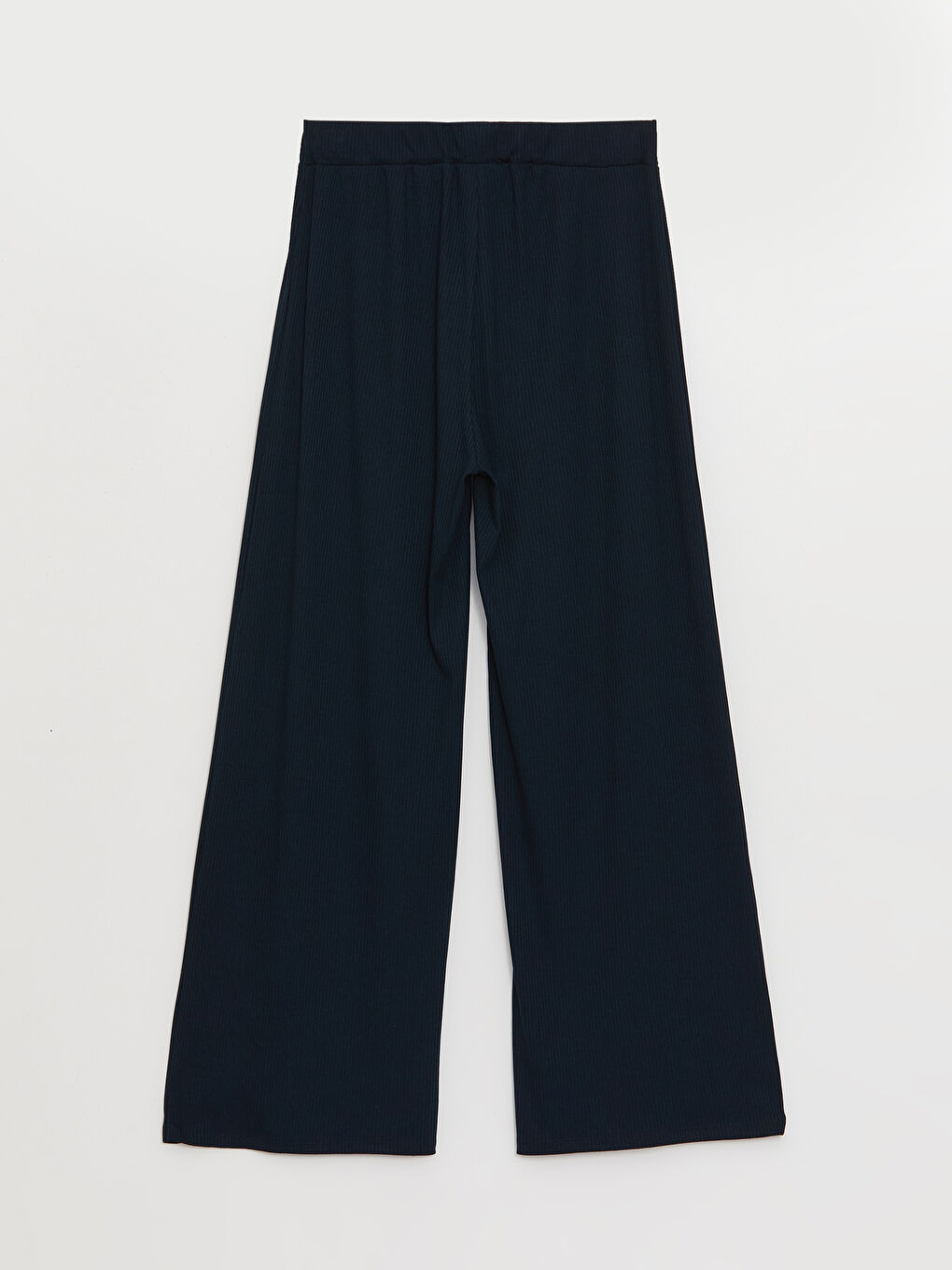 Lacivert Beli Lastikli Düz Geniş Paça Kadın Eşofman Altı-6