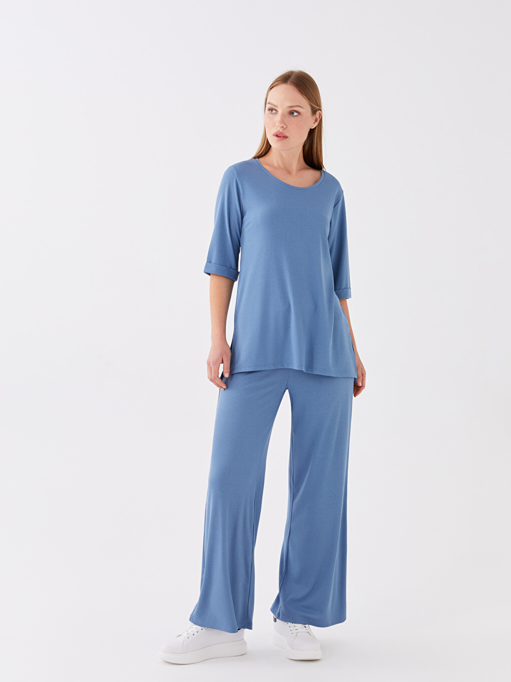 Pantaloni De Trening Dama Cu Talie Elastică Simpli Cu Picior Evazat