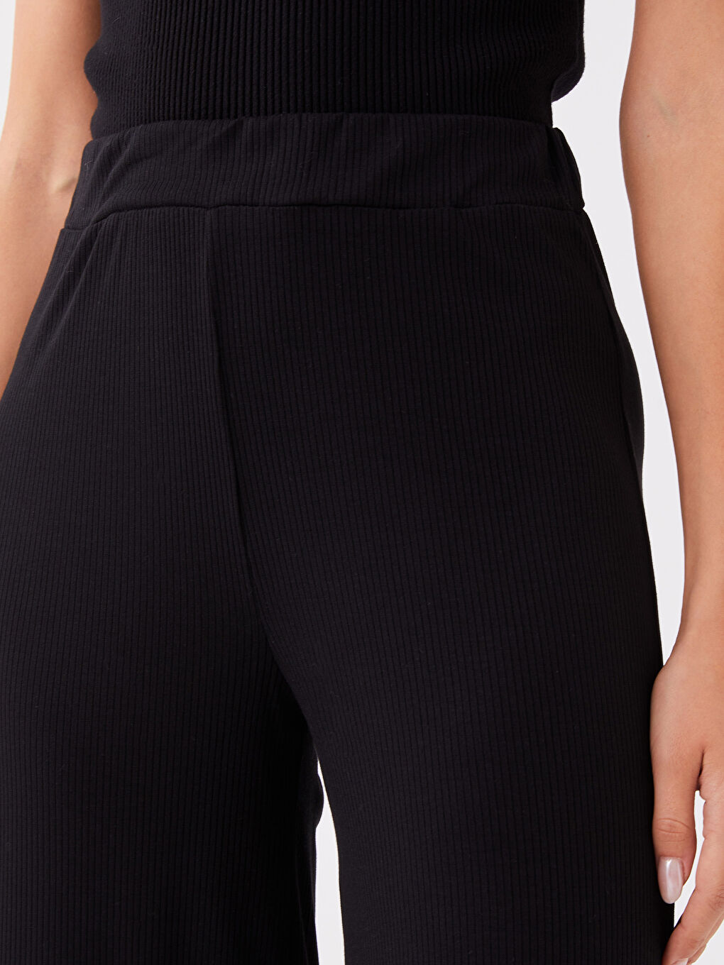 Pantaloni de Trening Largi Simpli cu Talie Elastică pentru Femei-2