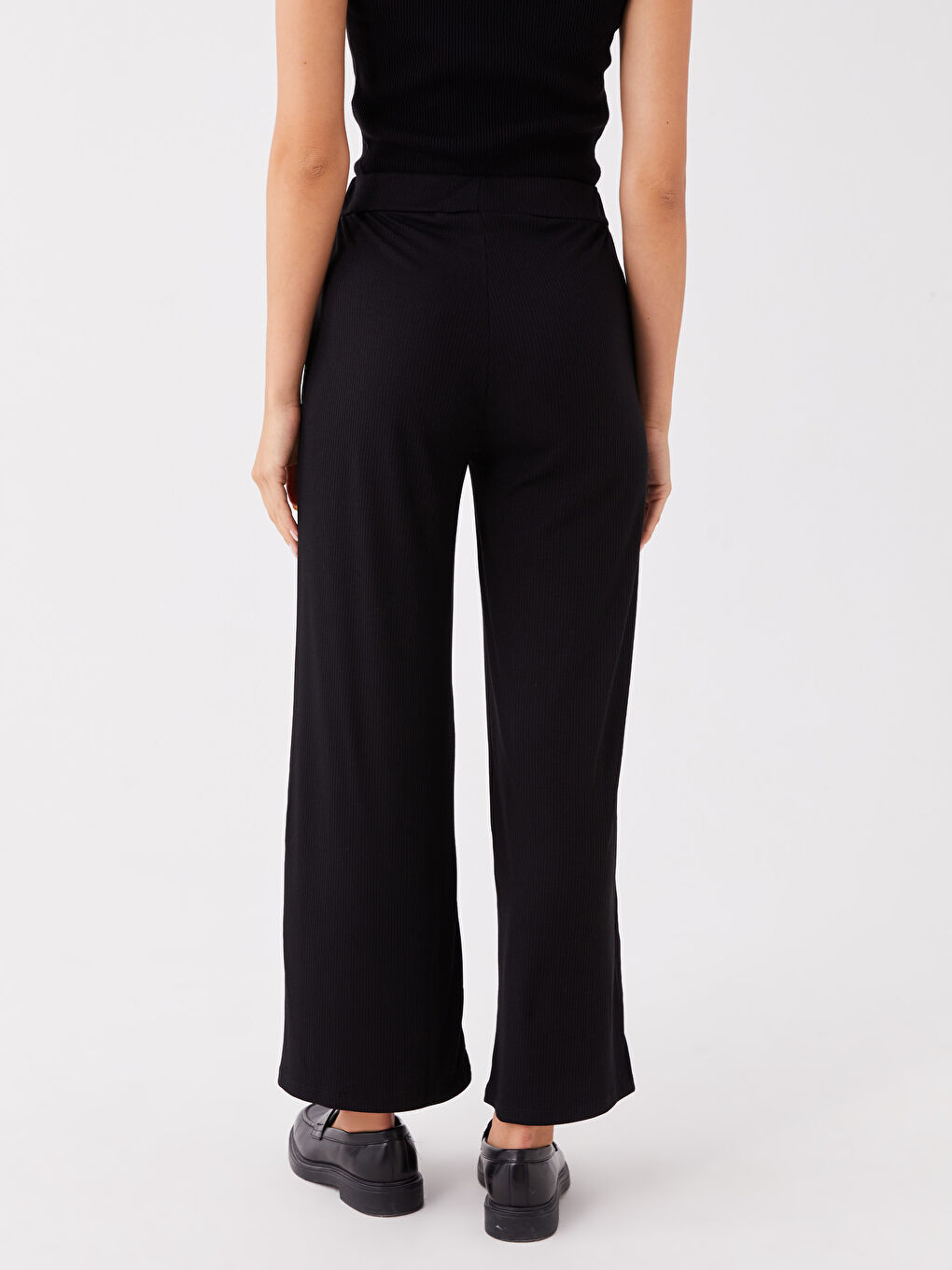 Pantaloni de Trening Largi Simpli cu Talie Elastică pentru Femei-4