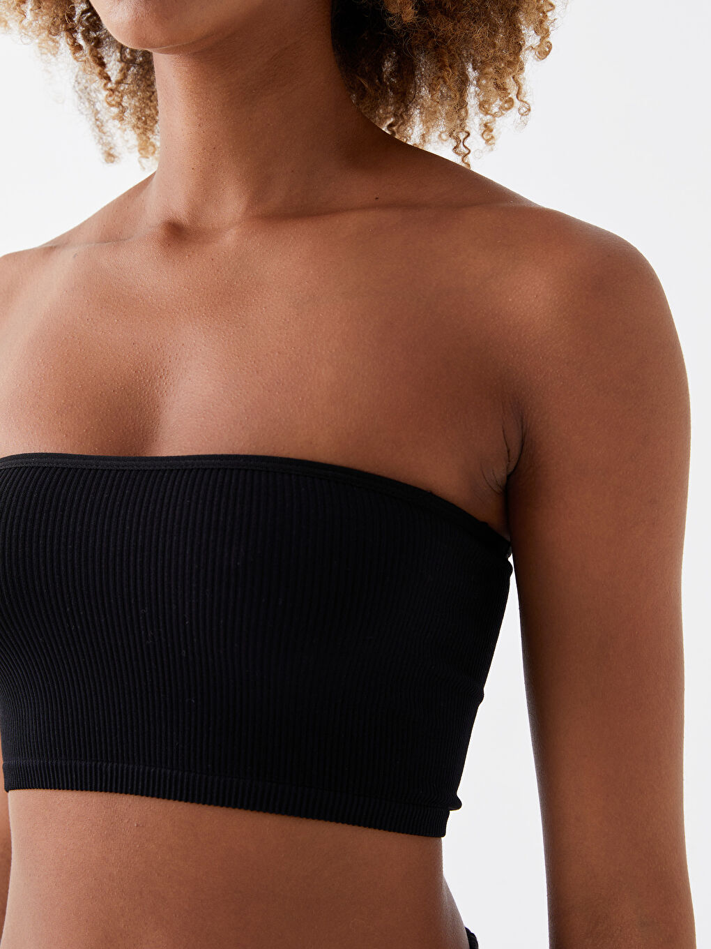 Women's Strapless Plain Crop Top -S3J140Z8-CVL