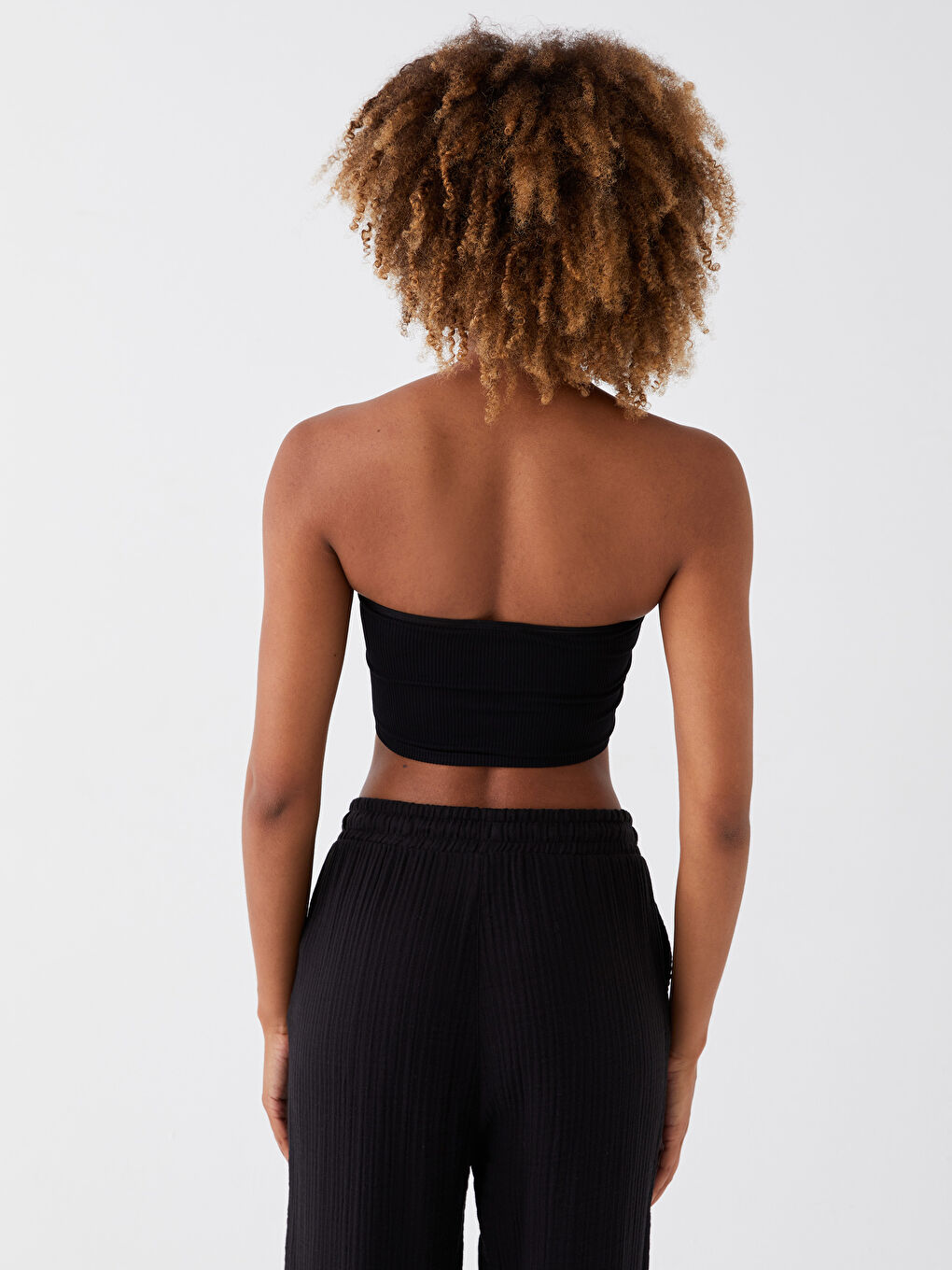 Women's Strapless Plain Crop Top -S3J140Z8-CVL