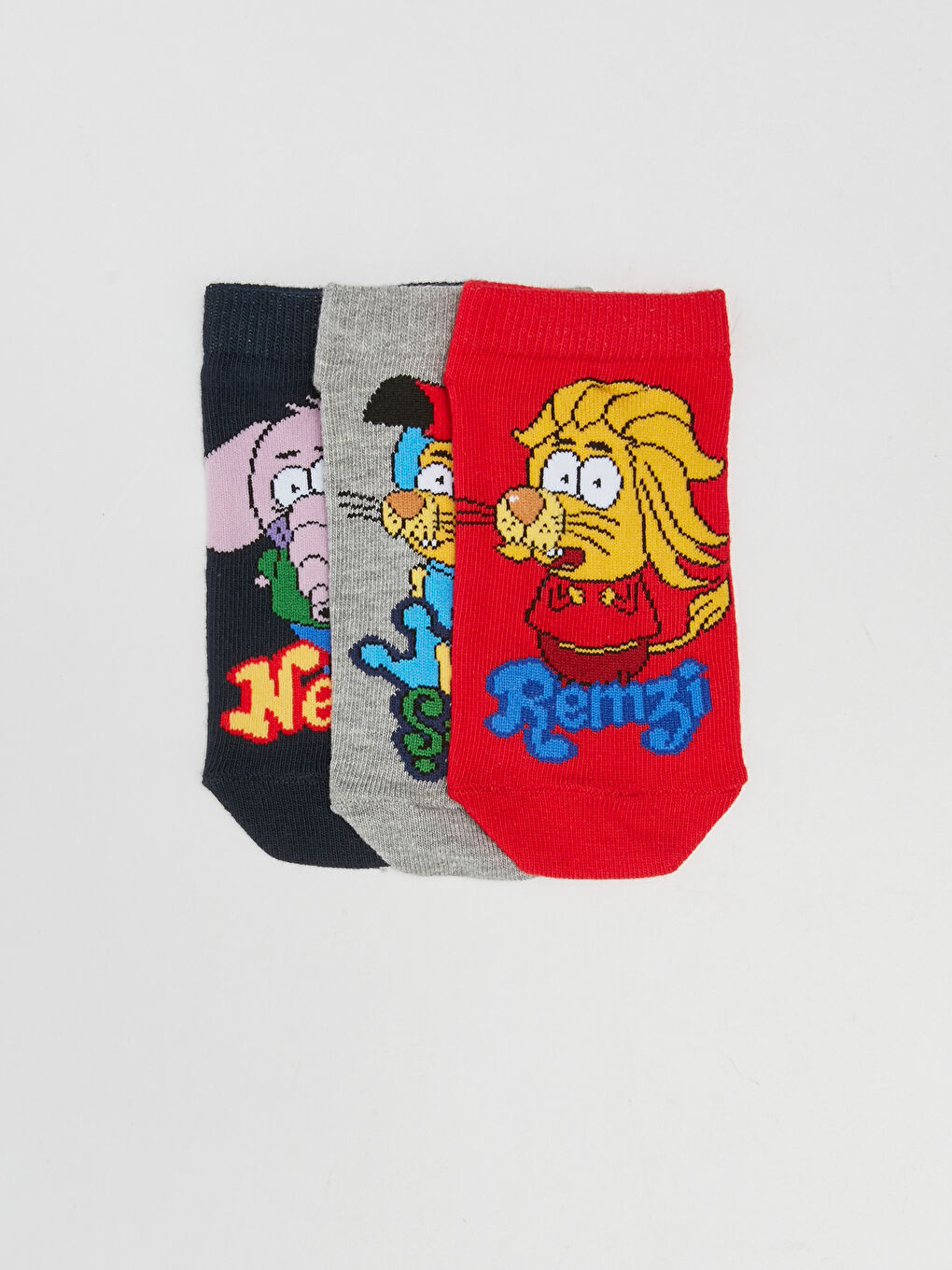 Karışık Kral Şakir Desenli Erkek Çocuk Patik Çorap 3'lü-1