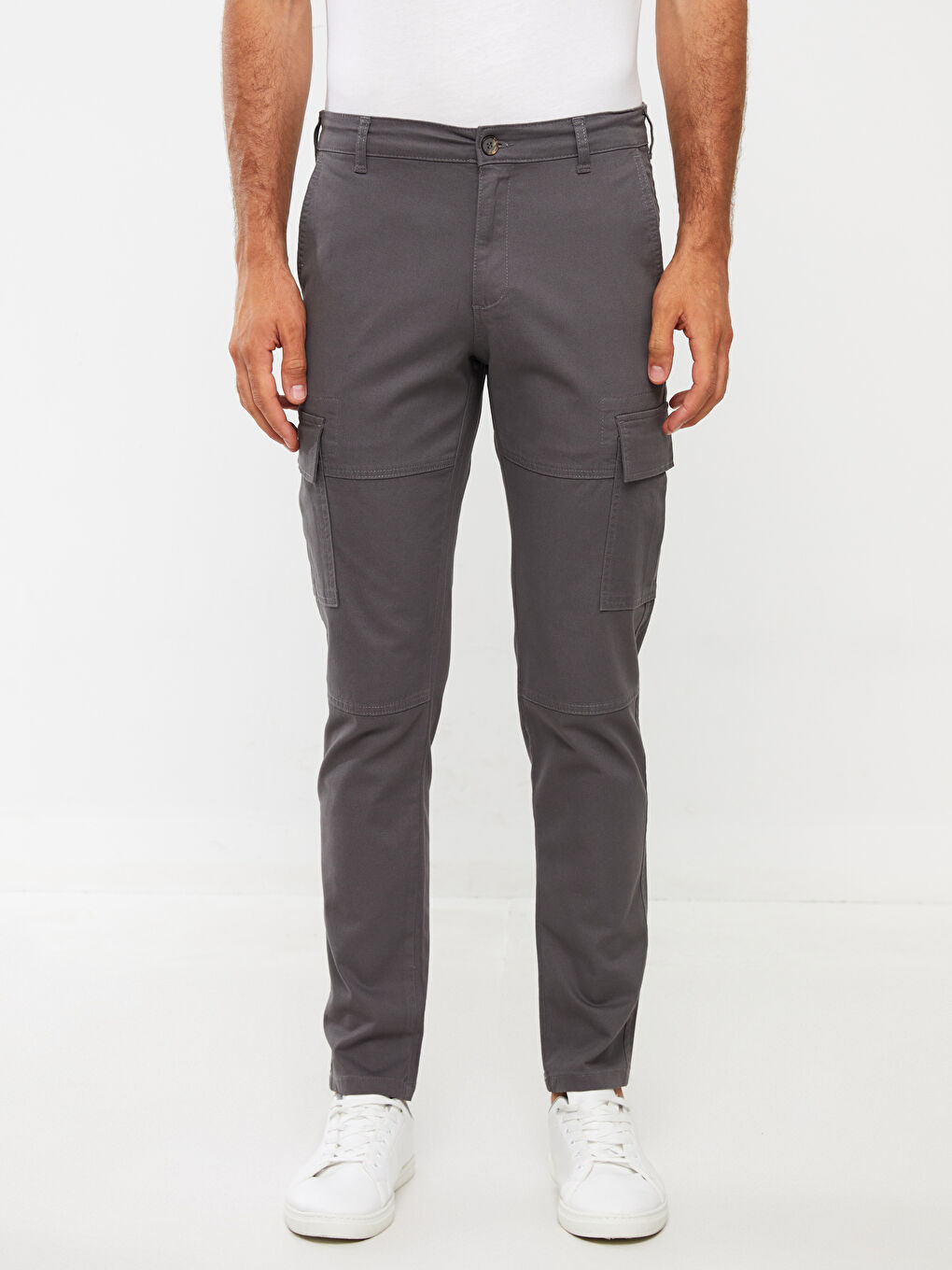 Gri Slim Fit Erkek Kargo Pantolon-3