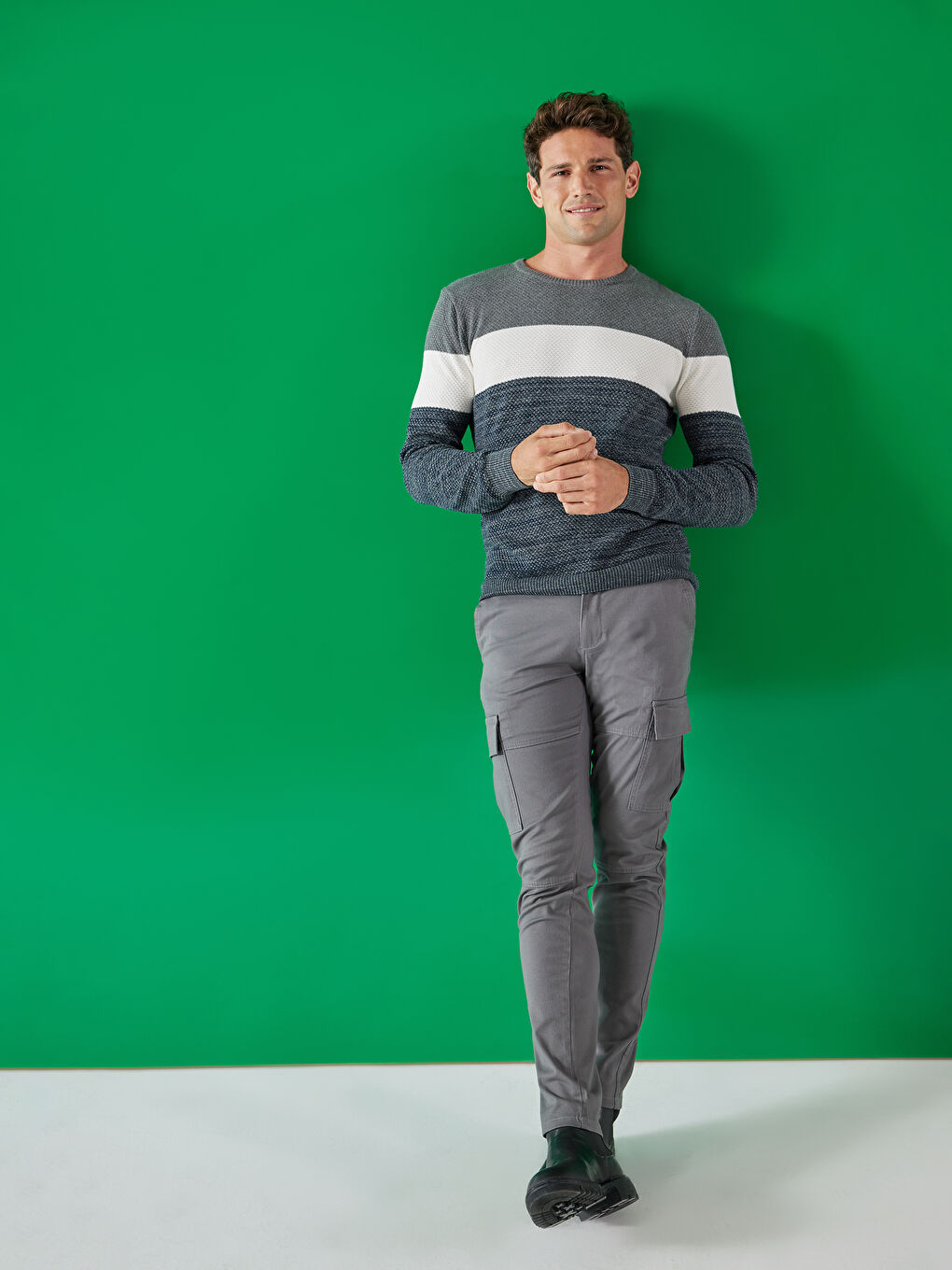 Gri Slim Fit Erkek Kargo Pantolon