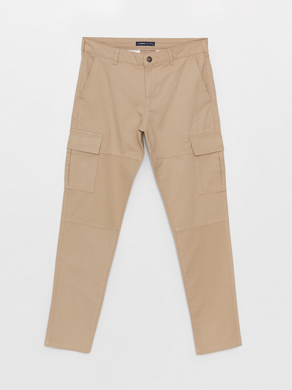 Bej Slim Fit Erkek Kargo Pantolon-6