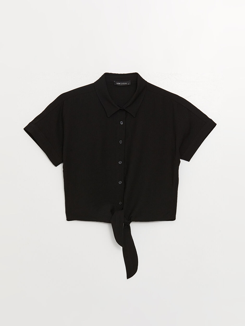 Shirt Collar Straight Short Sleeve Women's Blouse-5