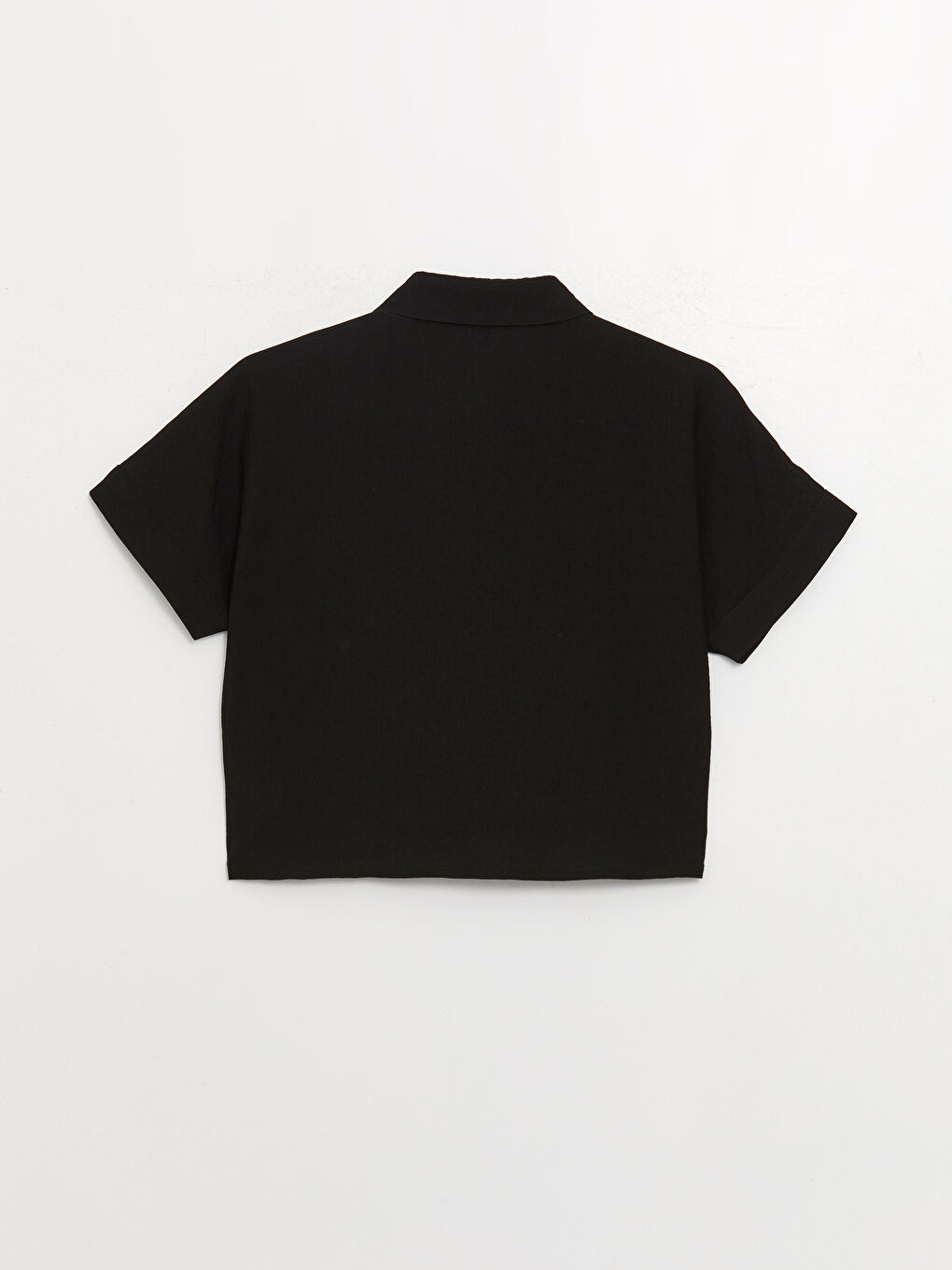 Shirt Collar Straight Short Sleeve Women's Blouse-6