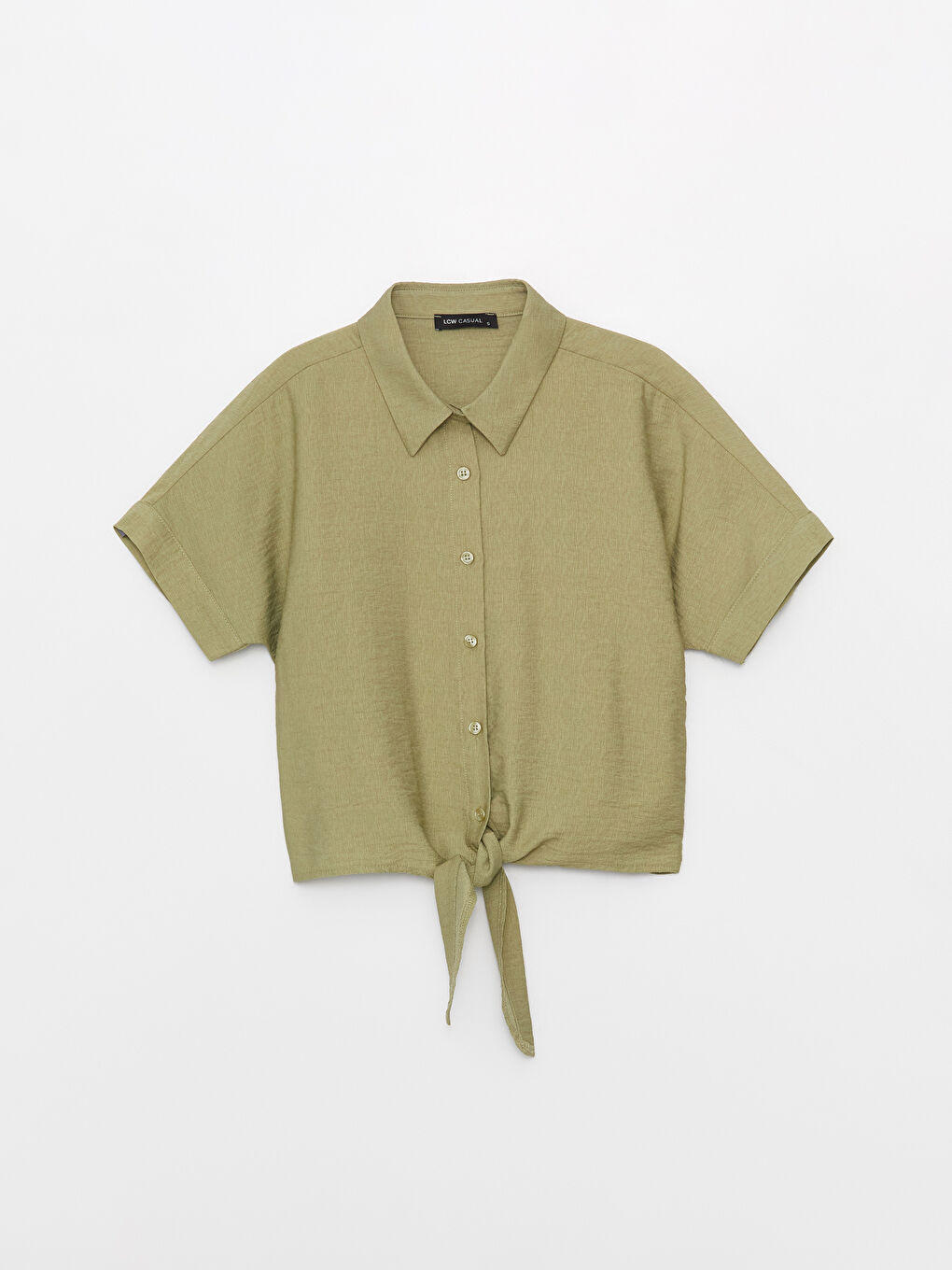 Shirt Collar Straight Short Sleeve Women's Blouse-5