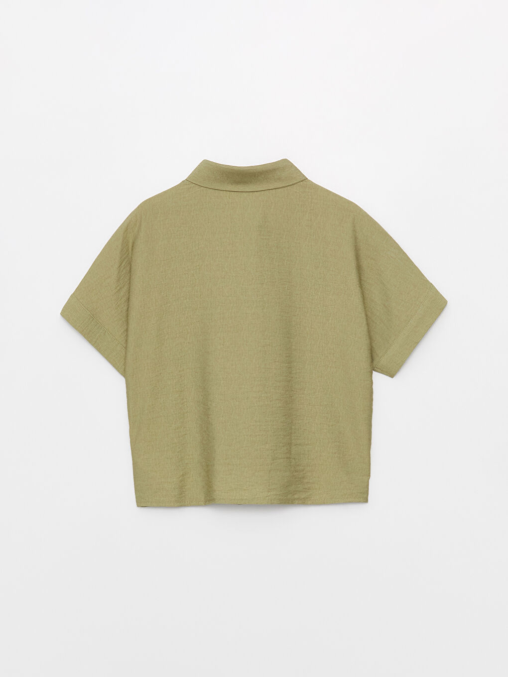 Shirt Collar Straight Short Sleeve Women's Blouse-6