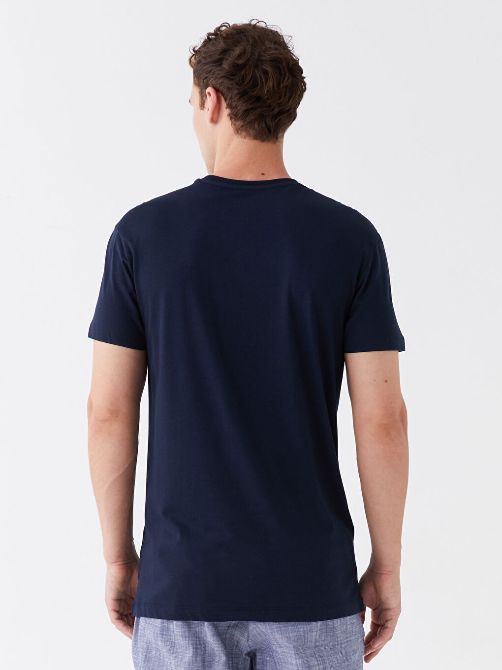 قميص بيجامة كم قصير ياقة دائرية للرجال-4