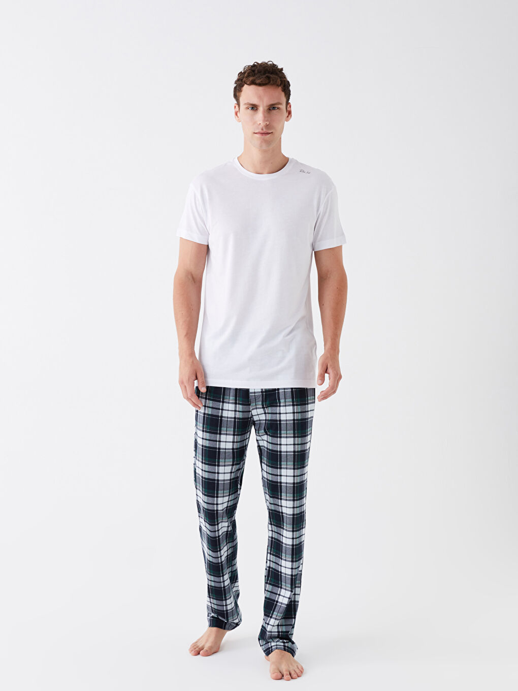 LC WAIKIKI Beyaz Bisiklet Yaka Kısa Kollu Erkek Pijama Üst - 2