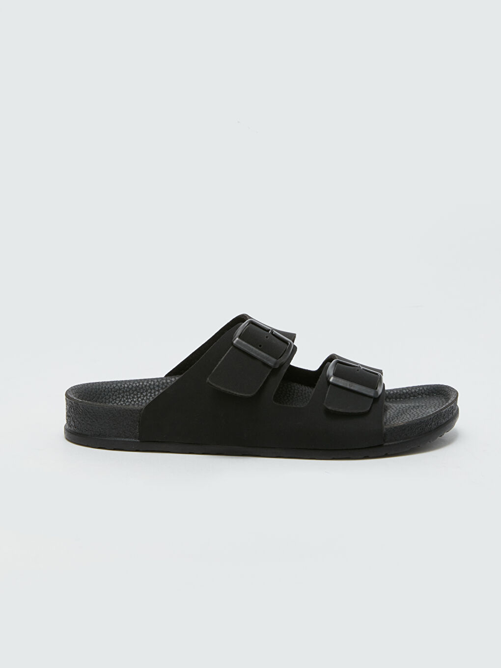 Buckle Detailed Double Strap Men's Slippers-1